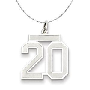 Sterling Silver, Jersey Collection, Medium Number 20 Necklace - 24 In